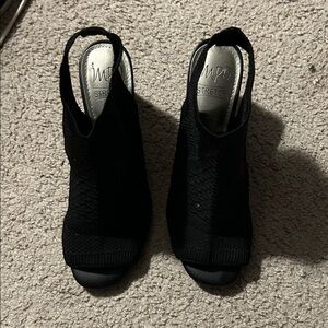 Impo Black Peep-Toe Slingback Heels